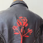 1980s Red Rose Black Fringed Leather Jacket by Dakota Joe