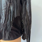 1980s Red Rose Black Fringed Leather Jacket by Dakota Joe