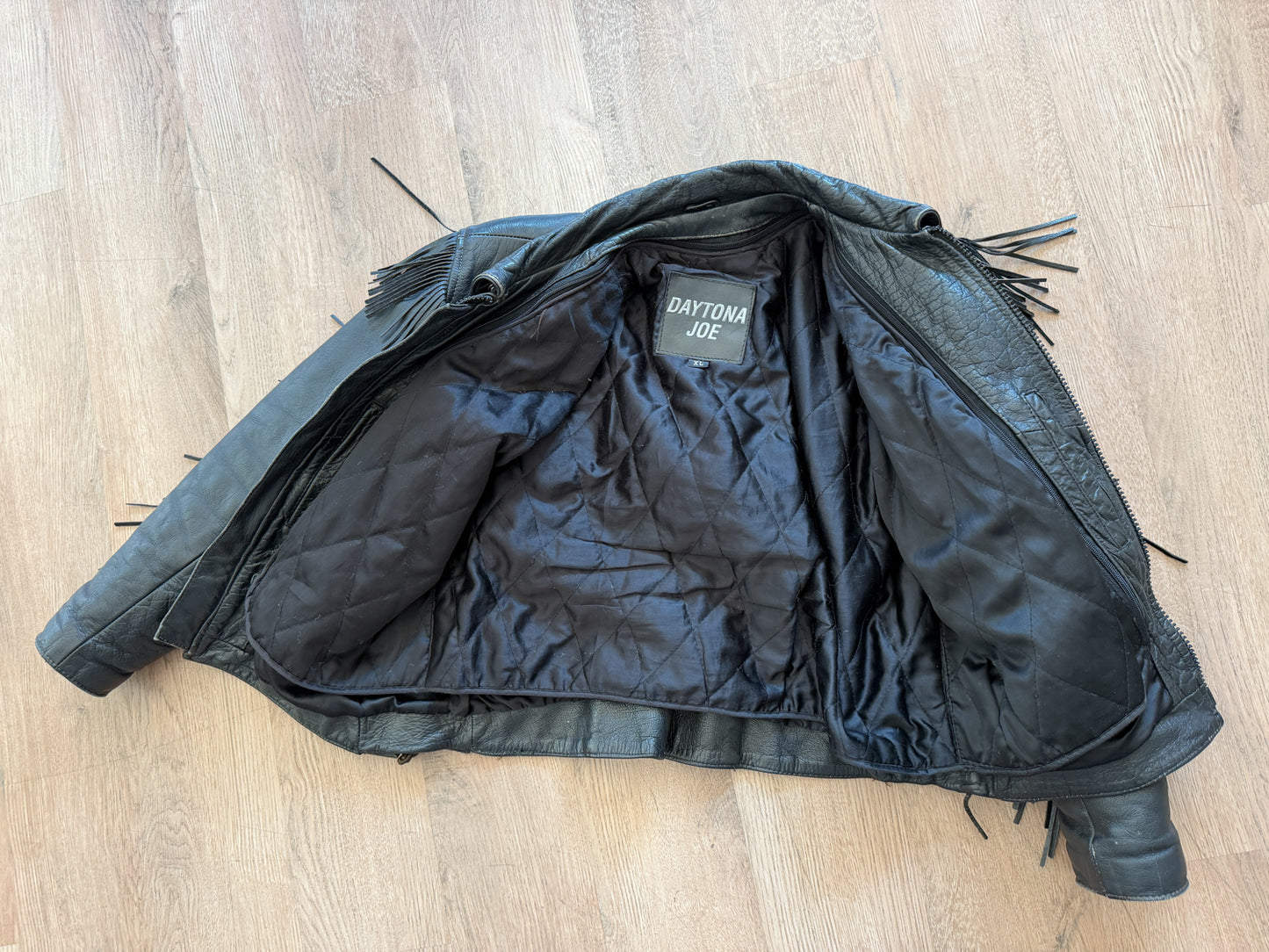 1980s Red Rose Black Fringed Leather Jacket by Dakota Joe