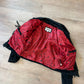 1980s Vintage Black Suede Leather Embossed Reptile Zip Up Fringe Jacket