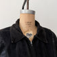 1980s Vintage Black Suede Leather Embossed Reptile Zip Up Fringe Jacket