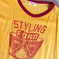 1950s Vintage Styling Ford Motors Dealership Rayon Ringer T-Shirt by Wilton