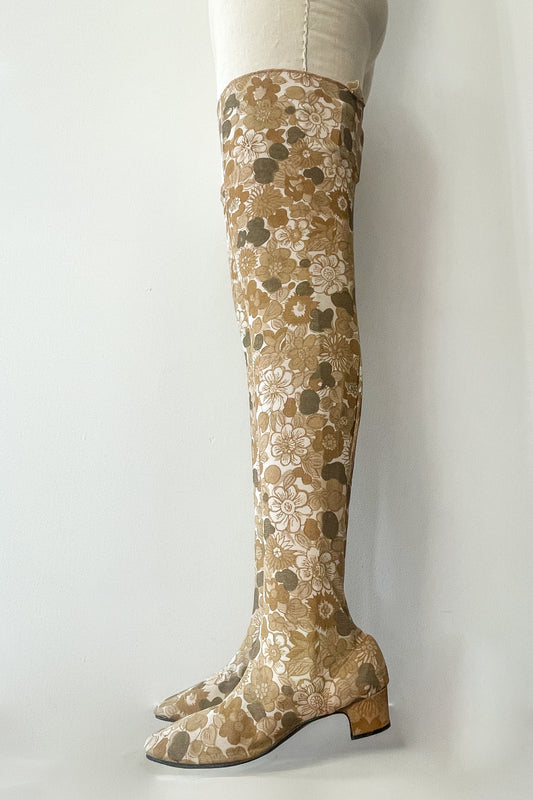 1960s Vintage Rare Over The Knee Flower Power Boots by Chandler's