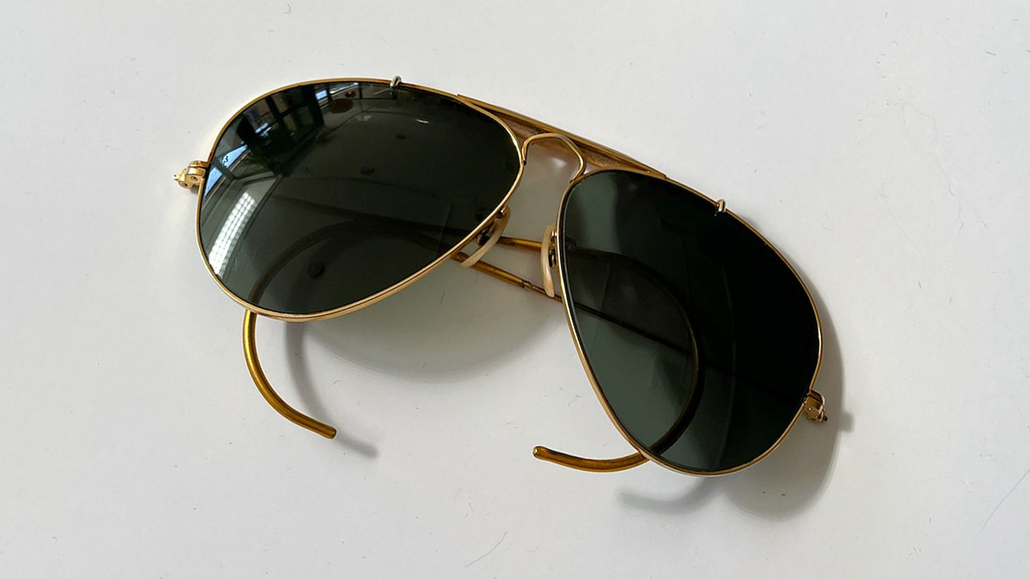1998 Vintage Ray-Ban Gold Rimmed Aviator Sunglasses Made in USA by Bausch & Lomb