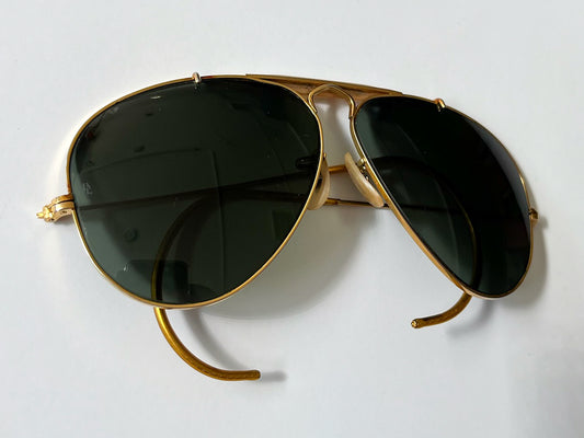 1998 Vintage Ray-Ban Gold Rimmed Aviator Sunglasses Made in USA by Bausch & Lomb