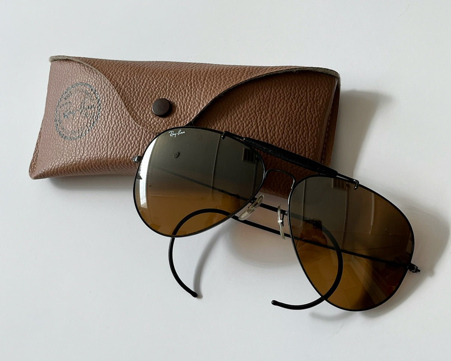 1990s Vintage Ray-Ban All Black Aviator Sunglasses Made in USA by