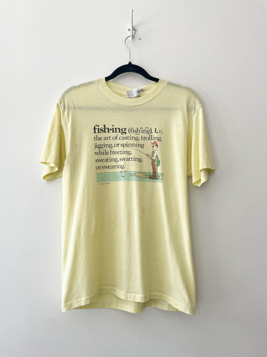 1983 Vintage Fishing Definition Joke Funny Beard & McKie Graphic Tee Shirt