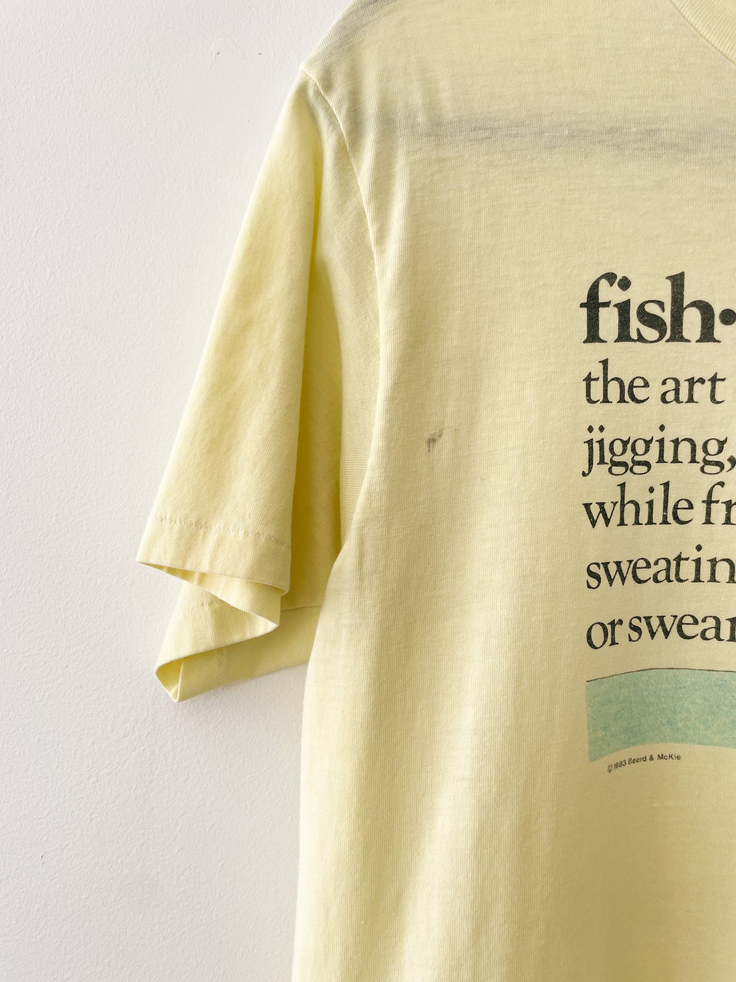 1983 Vintage Fishing Definition Joke Funny Beard & McKie Graphic Tee Shirt