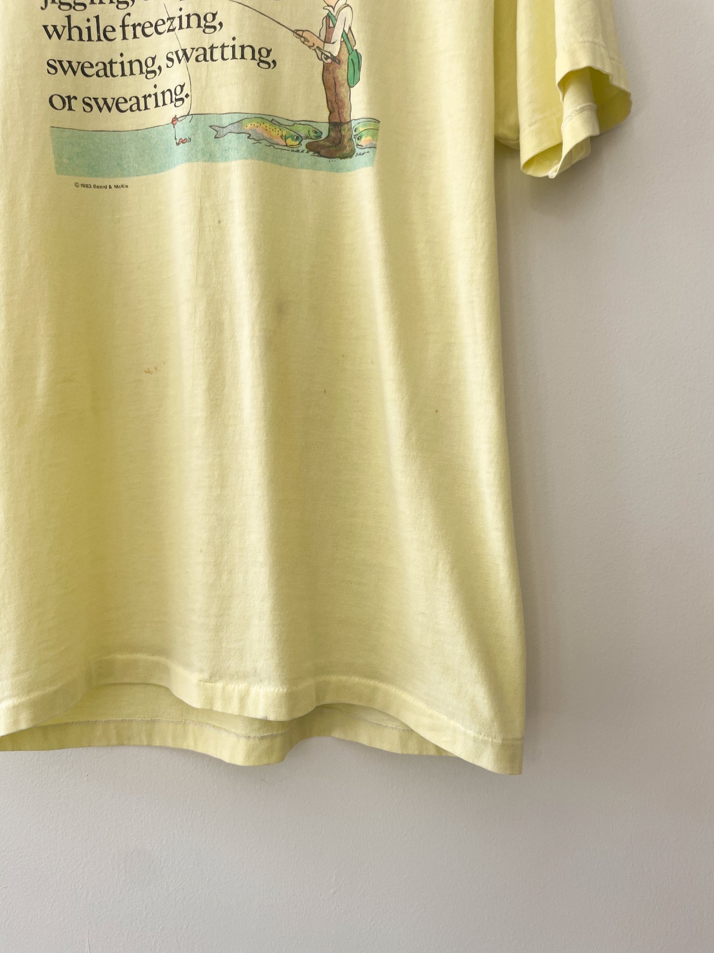 1983 Vintage Fishing Definition Joke Funny Beard & McKie Graphic Tee Shirt