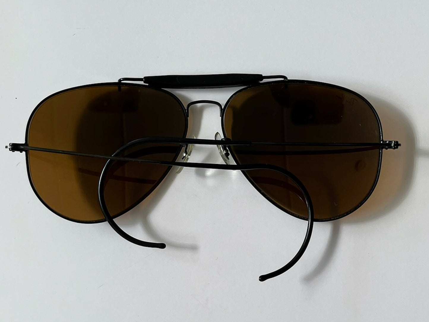 1990s Vintage Ray-Ban All Black Aviator Sunglasses Made in USA by Bauch & Lomb 1998