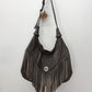 1980s Gray Fringe Leather Shoulder Bag