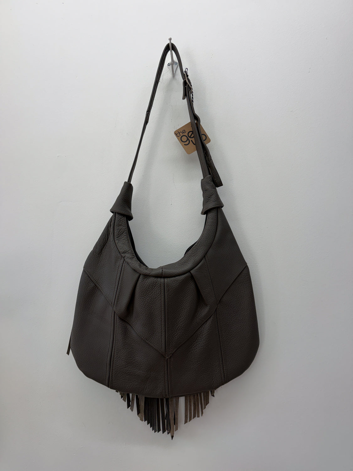 1980s Gray Fringe Leather Shoulder Bag