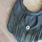 1980s Gray Fringe Leather Shoulder Bag