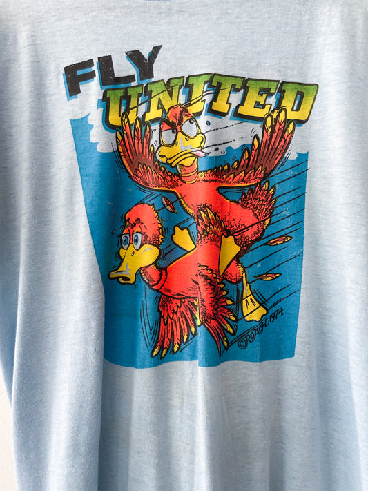 1974 Vintage Fly United Ducks Humping Roach Iron On Graphic Tee Shirt