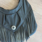 1980s Gray Fringe Leather Shoulder Bag