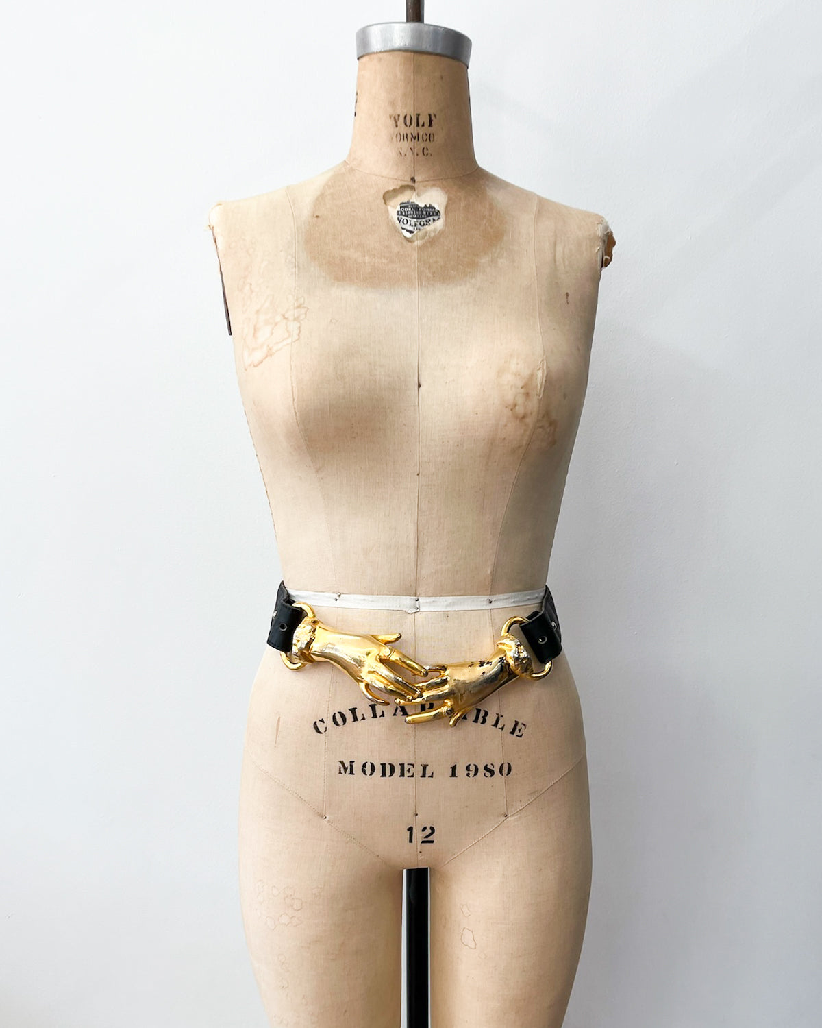 1970s Vintage Holding Hands Clasping Georges Mailian Inspired Leather Belt by Park Lane