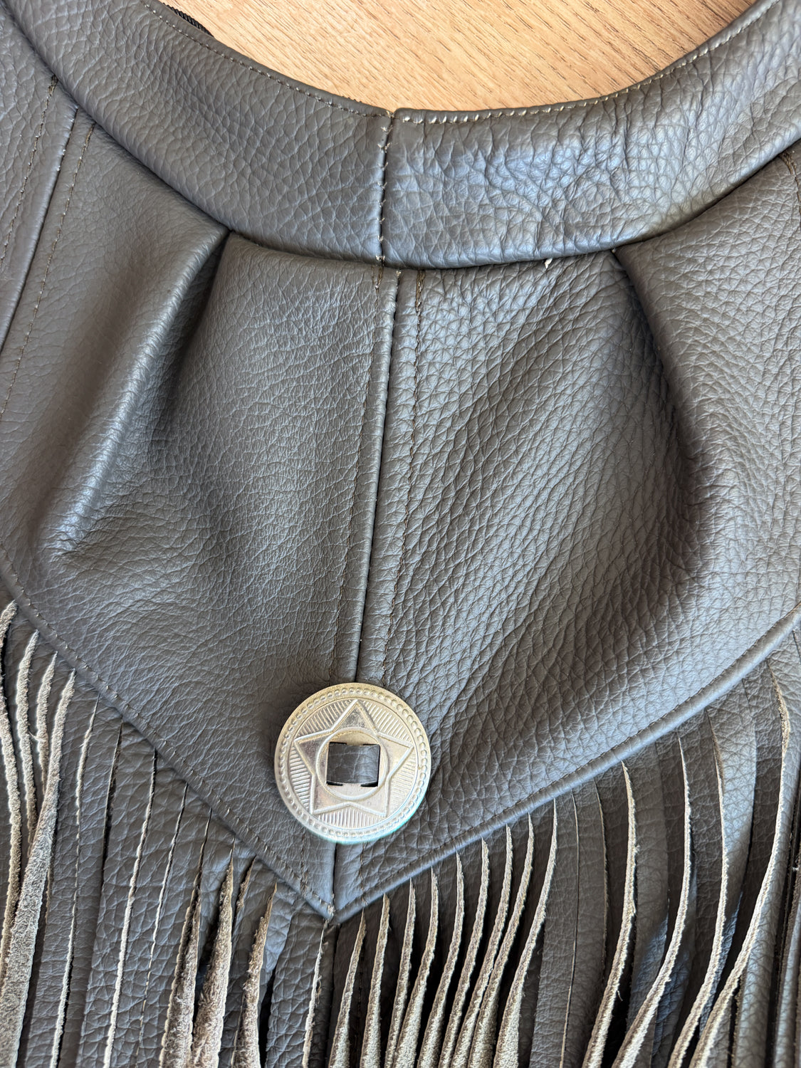 1980s Gray Fringe Leather Shoulder Bag
