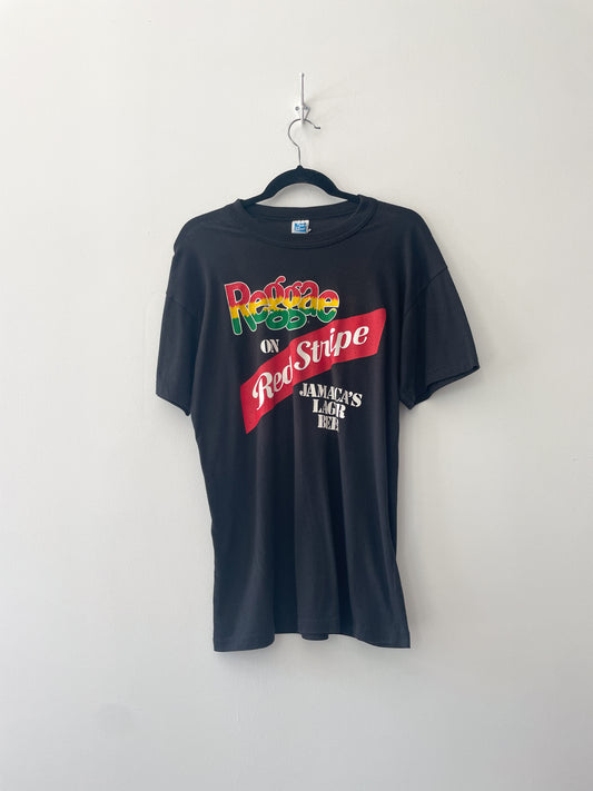 1980s Vintage Reggae on Red Stripe Jamaica's Lager Beer Tee Shirt