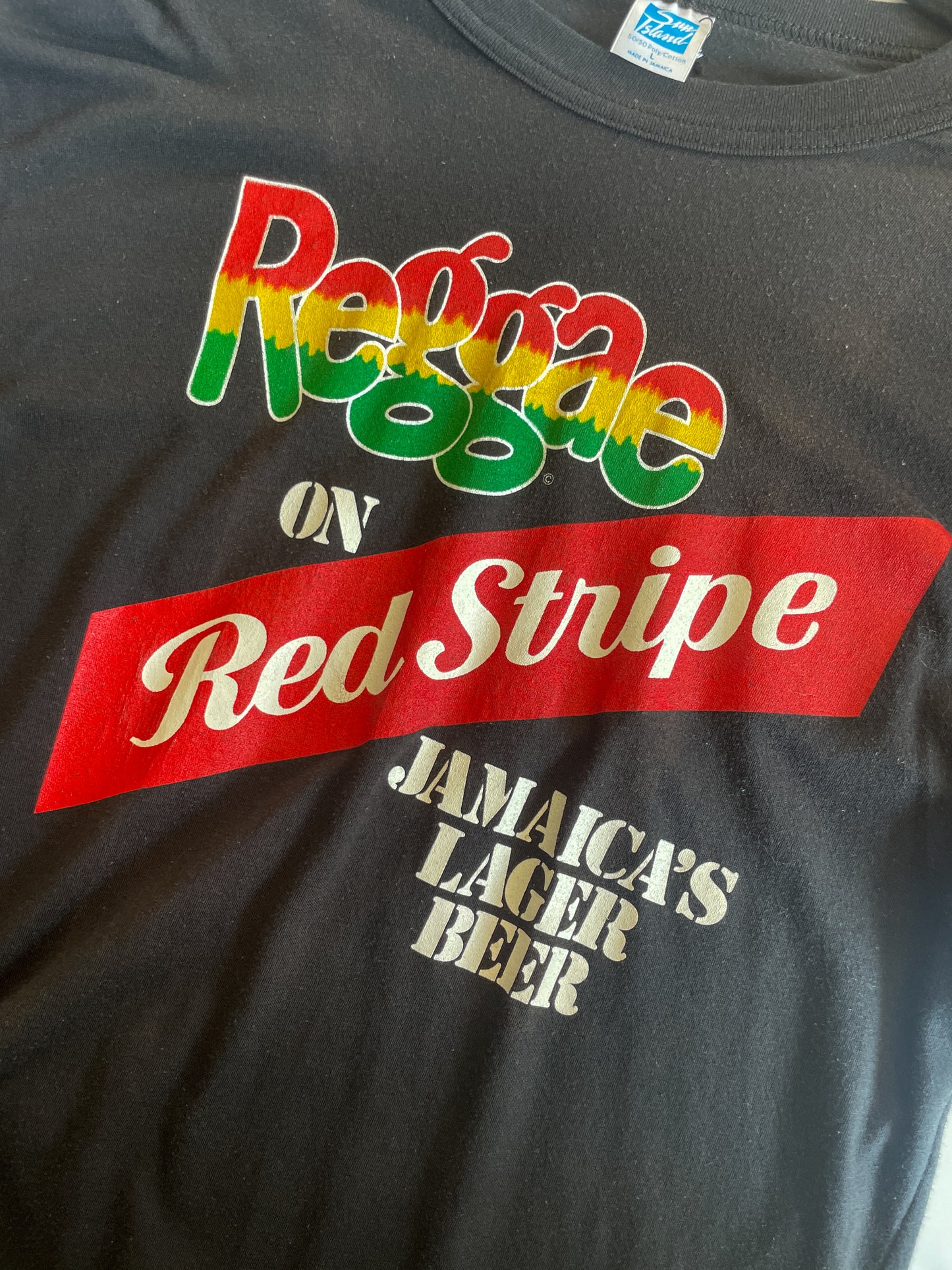 1980s Vintage Reggae on Red Stripe Jamaica's Lager Beer Tee Shirt
