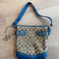 2000s Y2K COACH Signature Soho Jaquard Canvas & Blue Trim Leather Purse #3577