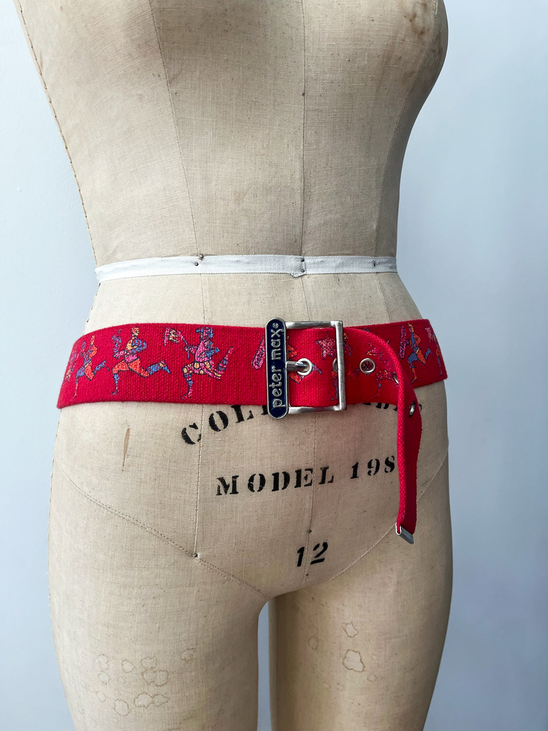 1960s - 70s Vintage Peter Max Red Canvas Cosmic Jump Belt