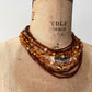 1950s Vintage Orange & Brown Multi-Strand Glass Beaded Necklace