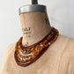 1950s Vintage Orange & Brown Multi-Strand Glass Beaded Necklace