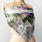 1980s Vintage Valentino Semi-Sheer Silk Purple Roses Floral Scarf