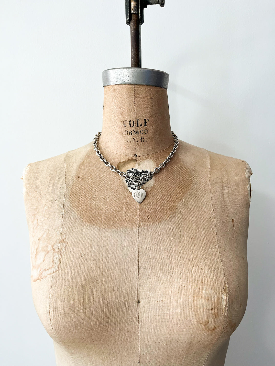 1980s Vintage Faux Tiffany & Co. Sterling Chain with Initialed Heart Charm