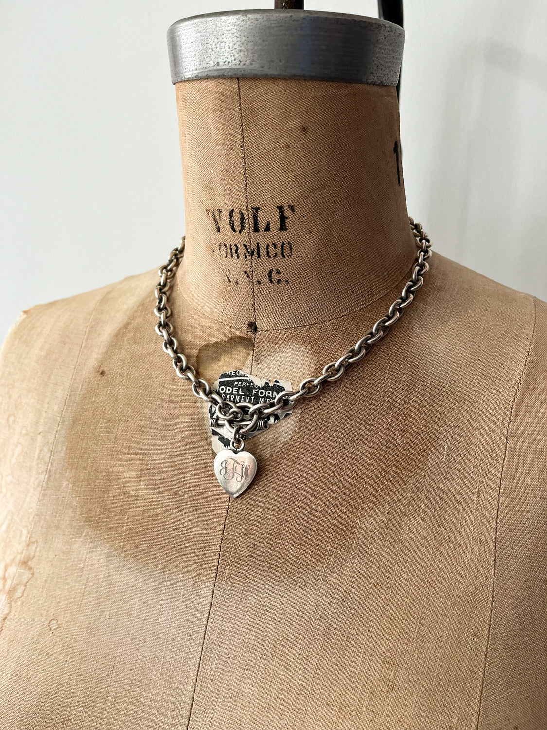 1980s Vintage Faux Tiffany & Co. Sterling Chain with Initialed Heart Charm