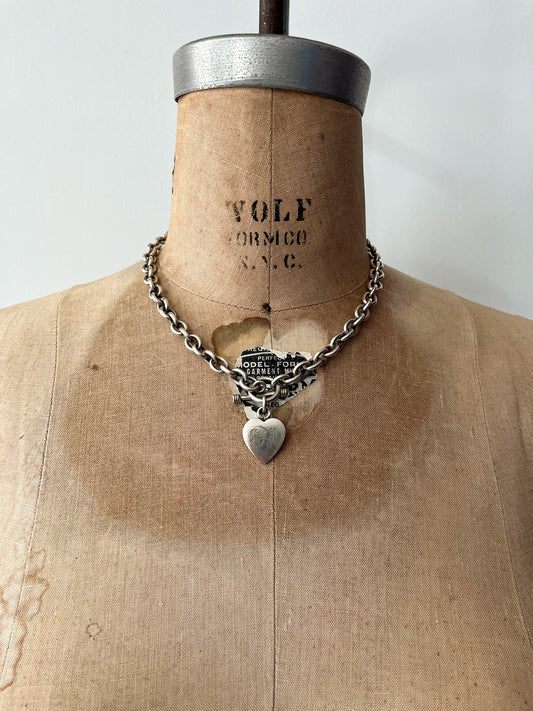 1980s Vintage Faux Tiffany & Co. Sterling Chain with Initialed Heart Charm