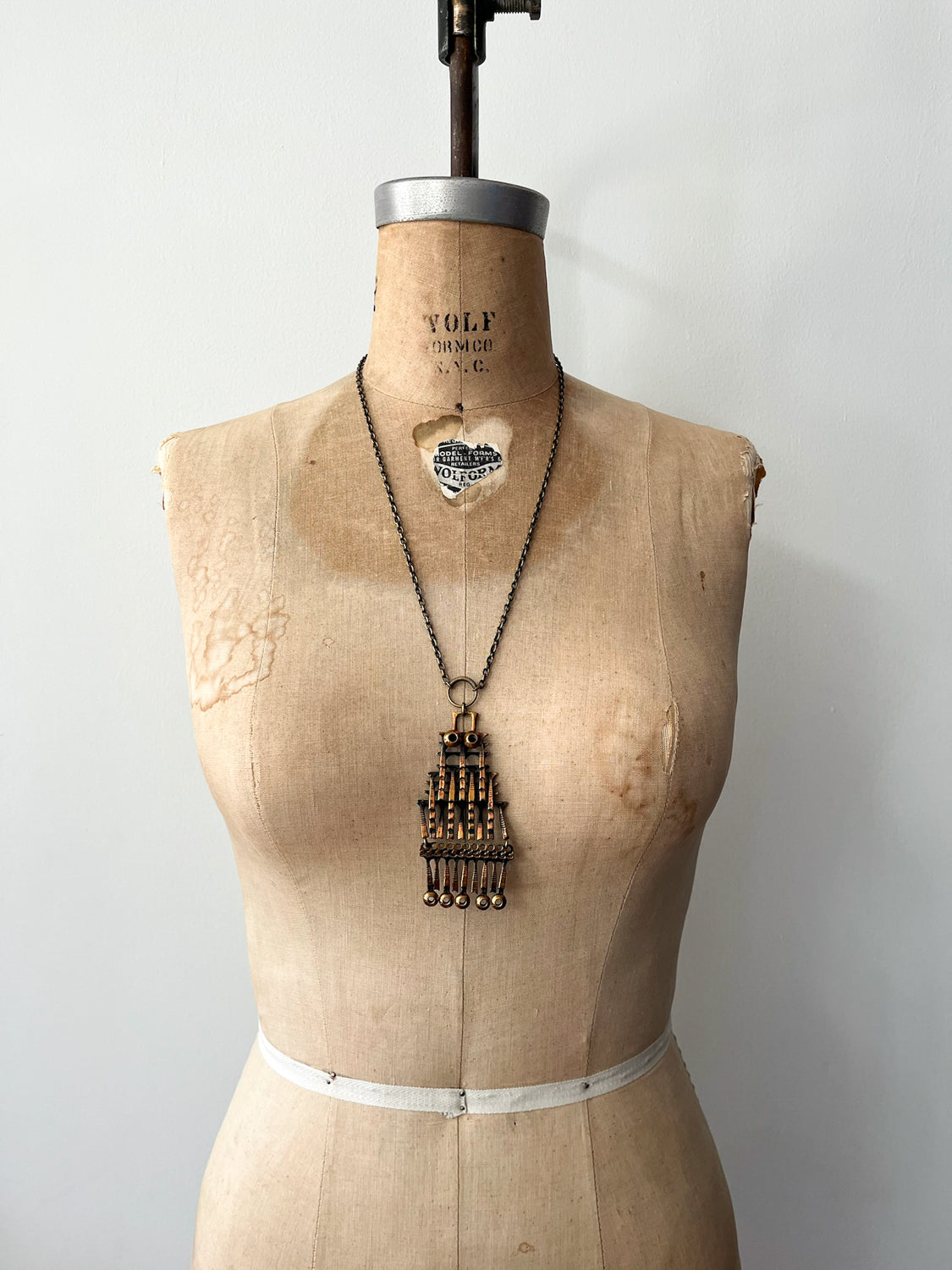 1960s Vintage Mid-Century Brutalist Copper Statement Owl Necklace by Pentti Sarpaneva