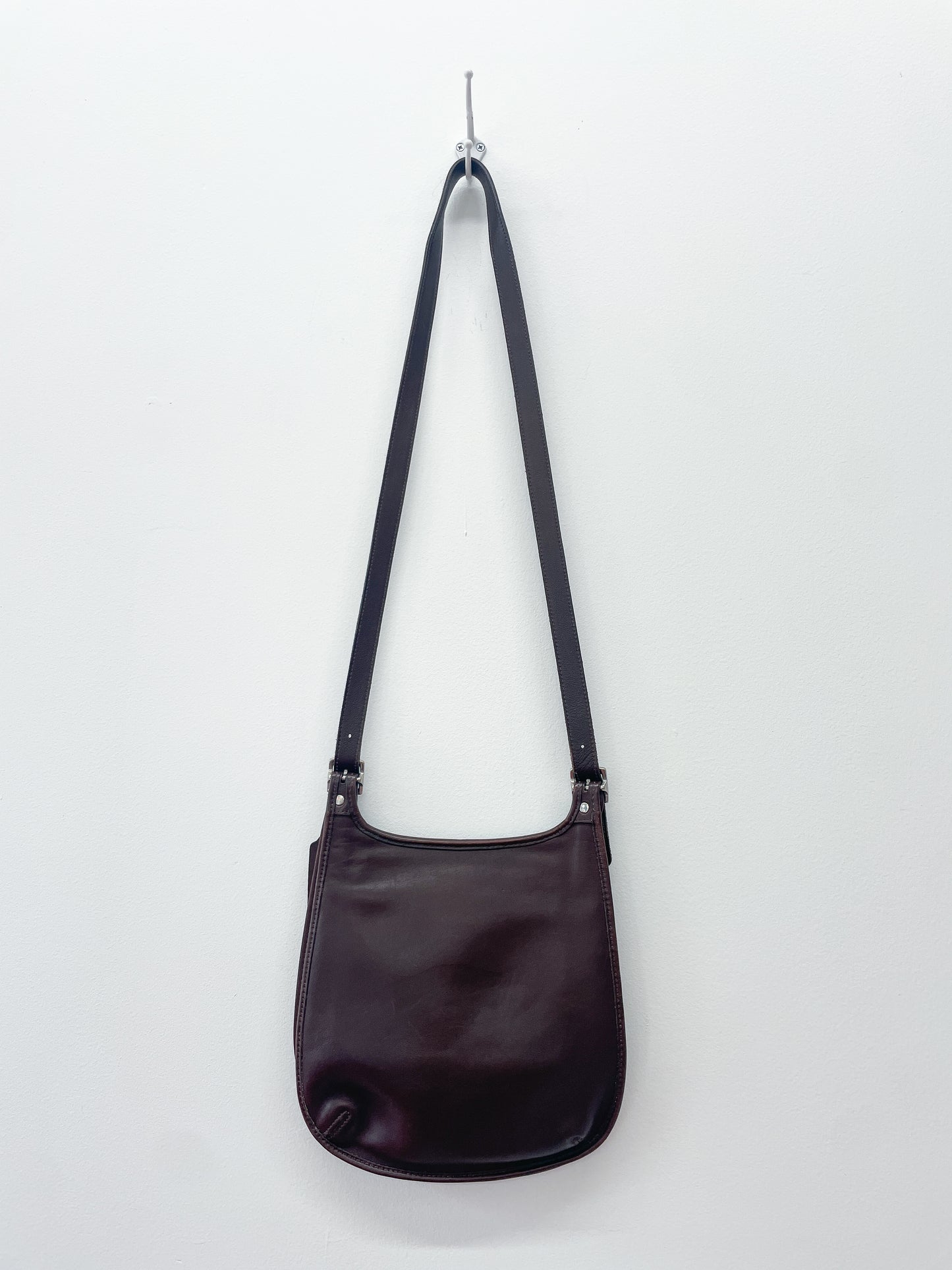 2001 Vintage COACH Chocolate Brown Slim Hippie Flap Saddle Crossbody Authentic Original Style 9135