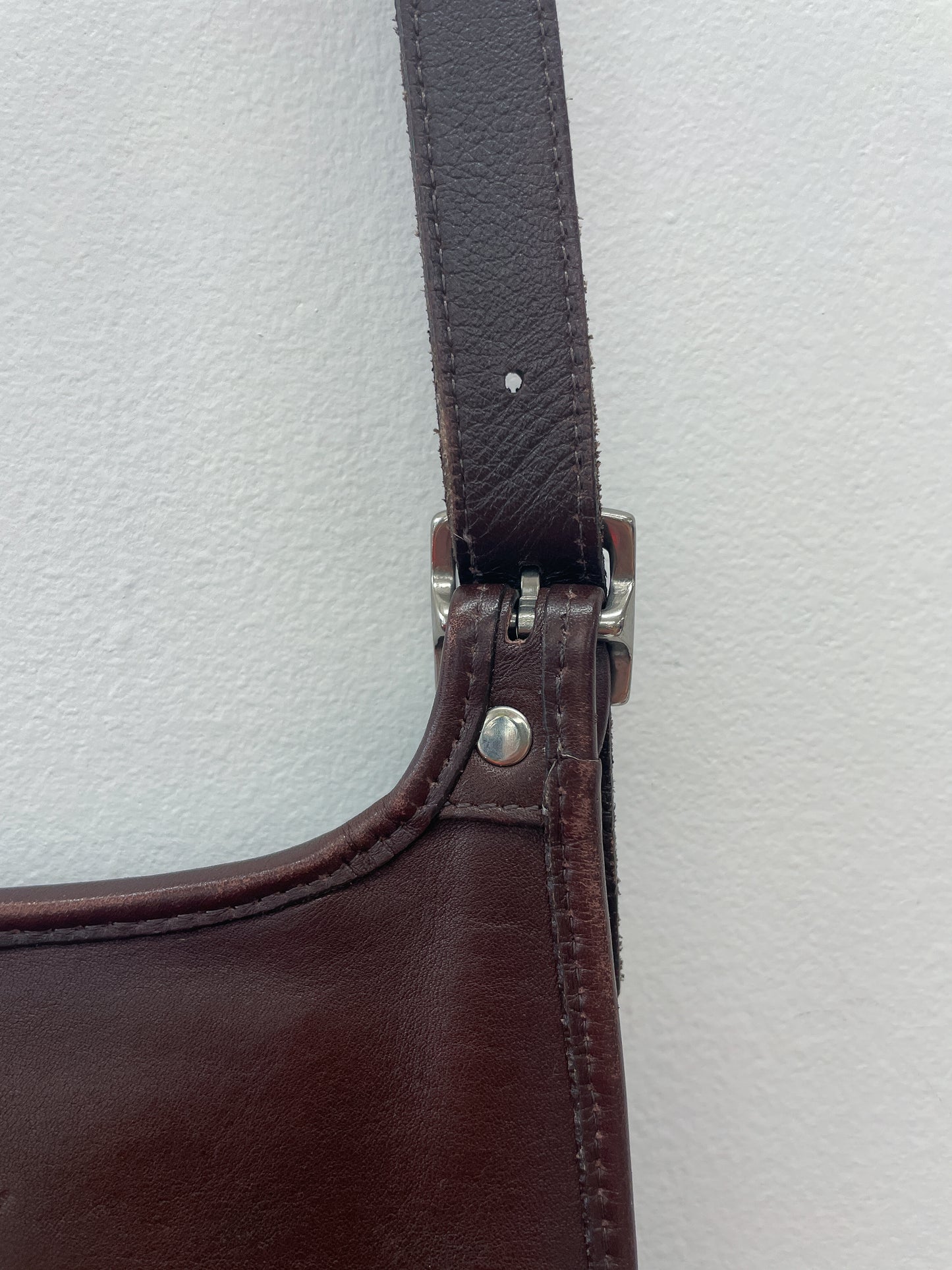 2001 Vintage COACH Chocolate Brown Slim Hippie Flap Saddle Crossbody Authentic Original Style 9135