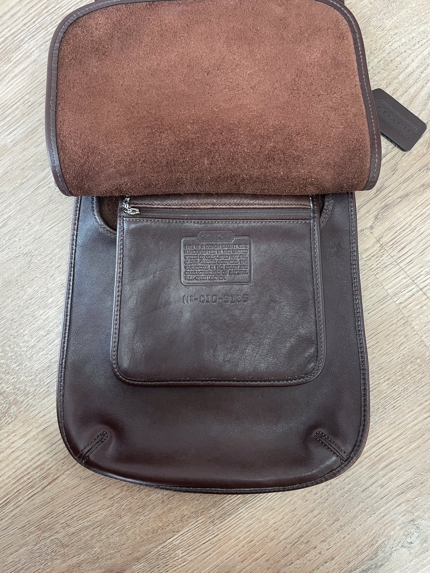 2001 Vintage COACH Chocolate Brown Slim Hippie Flap Saddle Crossbody Authentic Original Style 9135