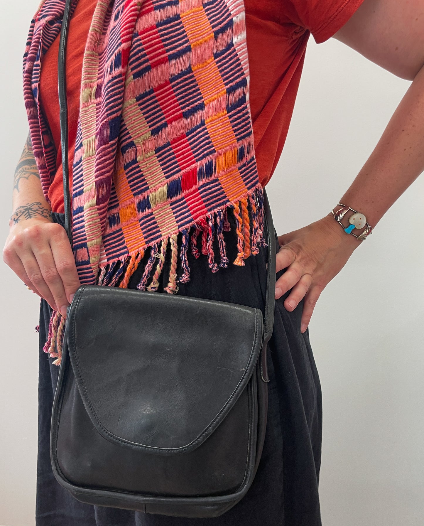 1980s Vintage COACH Lindsay Black Crossbody Purse Authentic Original Style 3046