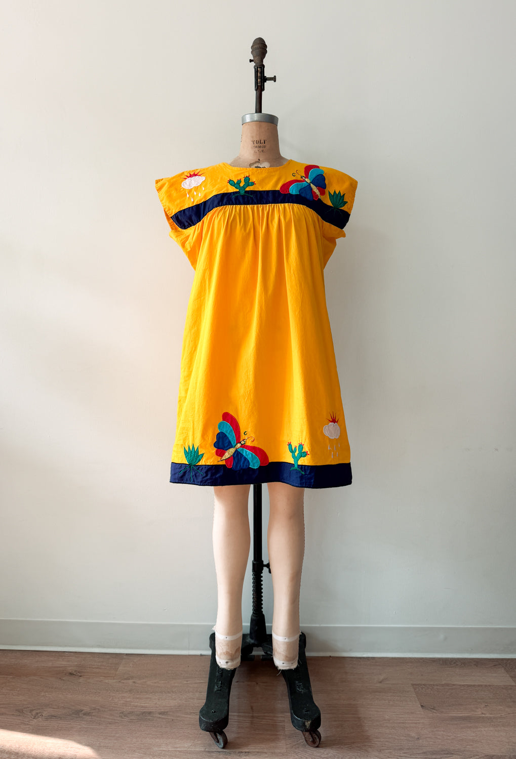 1980s Vintage Desert Rain Butterfly Cactus Cotton Southwest Dress