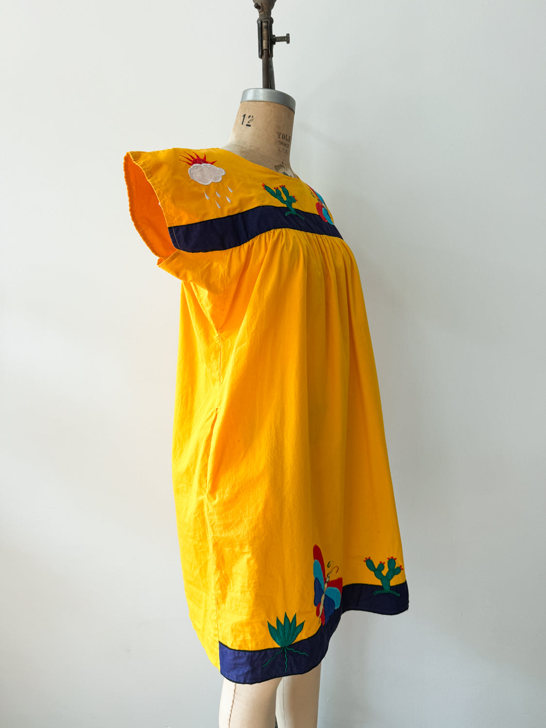 1980s Vintage Desert Rain Butterfly Cactus Cotton Southwest Dress