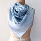 1970s Vintage Blue Under The Sea Silk Print Scarf Huge XL 46" x 46"