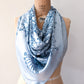 1970s Vintage Blue Under The Sea Silk Print Scarf Huge XL 46" x 46"