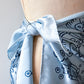 1970s Vintage Blue Under The Sea Silk Print Scarf Huge XL 46" x 46"