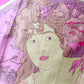 1960s - 1970s Vintage Alphonse Mucha Style Art Noveau Woman Large Silk Scarf by Falconetto