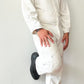 1950s Worked In, Thrashed, White Muted Striped Reverse Herringbone Painter's Cotton Coveralls