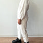 1950s Worked In, Thrashed, White Muted Striped Reverse Herringbone Painter's Cotton Coveralls