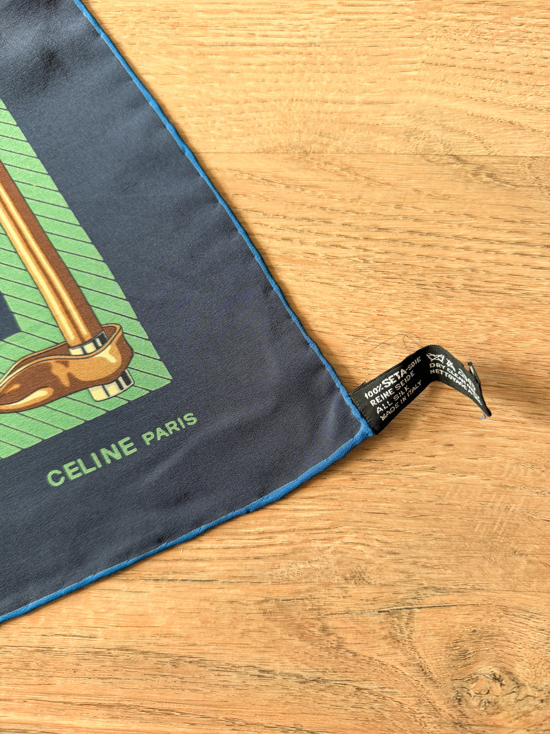 1980s Vintage Celine Paris Horse Riding Crop Gucci Style Large Silk Scarf