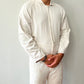 1950s Worked In, Thrashed, White Muted Striped Reverse Herringbone Painter's Cotton Coveralls