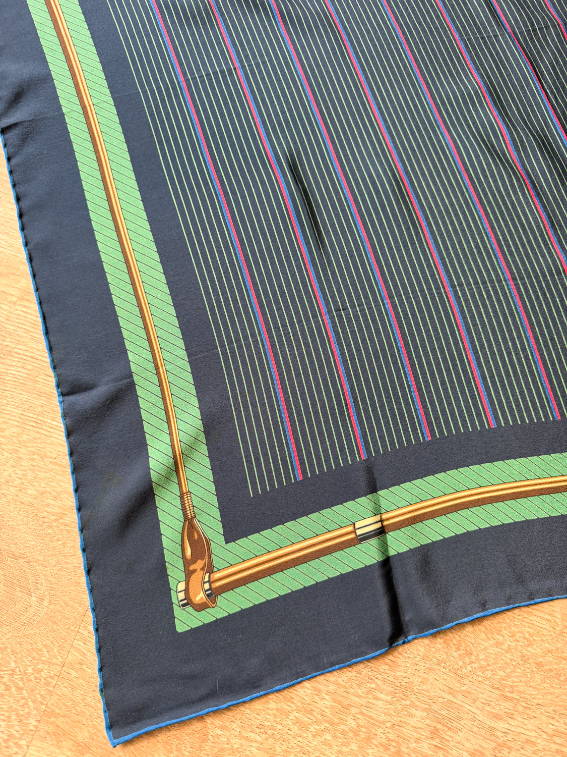 1980s Vintage Celine Paris Horse Riding Crop Gucci Style Large Silk Scarf