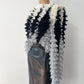 1980s Vintage Shaggy Yarn Open Knit Grayscale Diamond Sweater