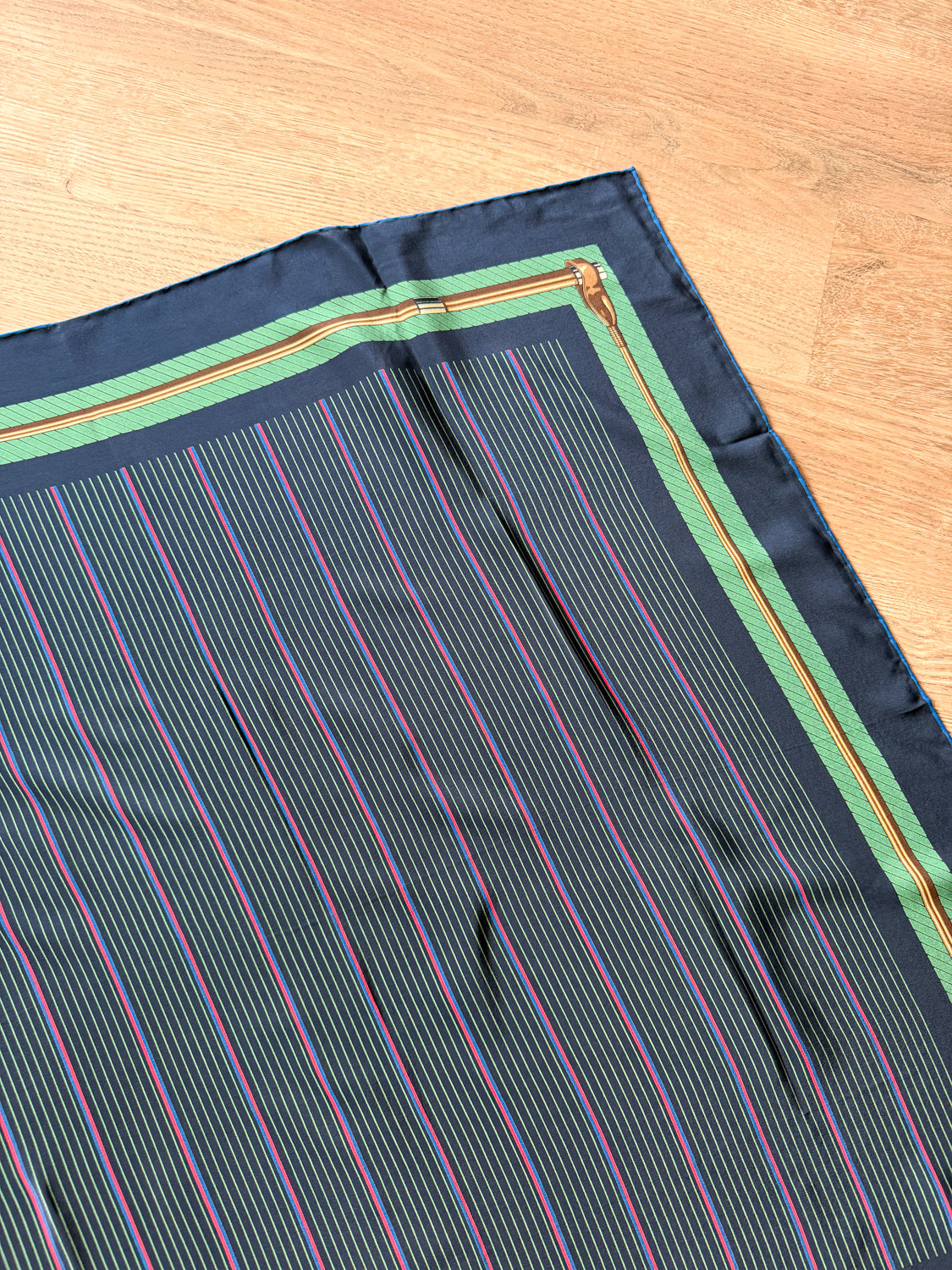 1980s Vintage Celine Paris Horse Riding Crop Gucci Style Large Silk Scarf