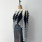 1980s Vintage Shaggy Yarn Open Knit Grayscale Diamond Sweater
